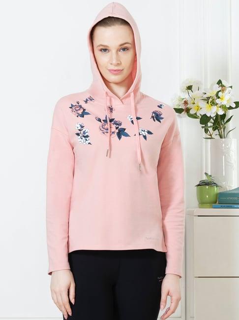 van heusen pink full sleeves hooded sweatshirt