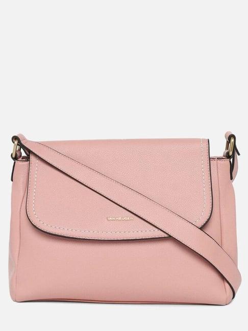 van heusen pink leather solid sling handbag