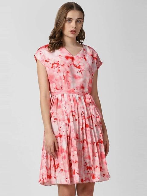 van heusen pink printed a-line dress