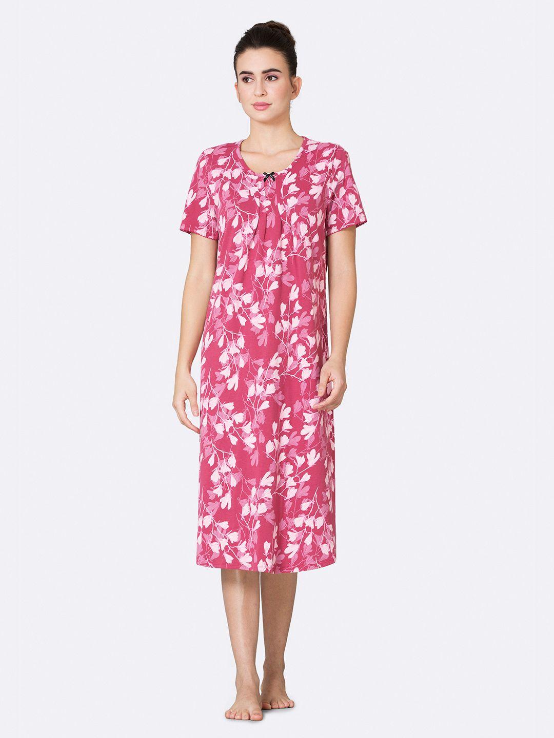 van heusen pink printed pure cotton nightdress