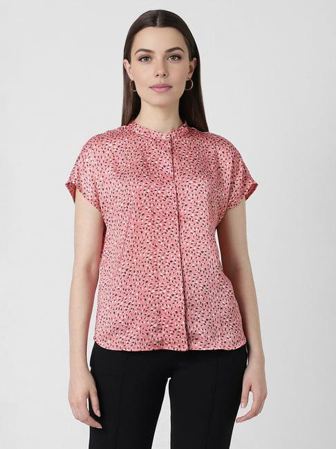 van heusen pink printed shirt