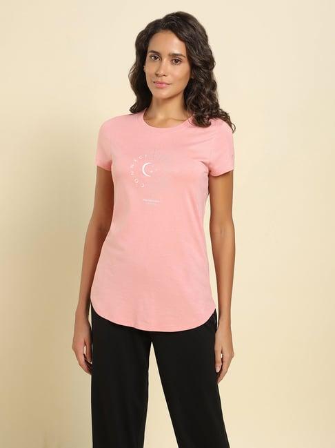 van heusen pink printed t-shirt