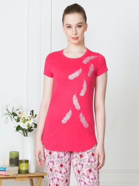 van heusen pink printed t-shirt