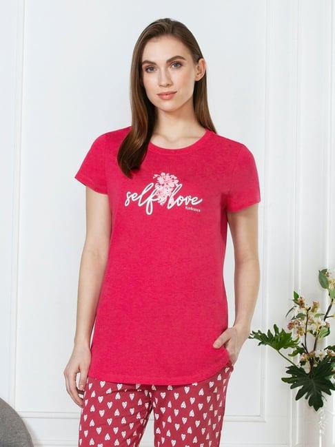 van heusen pink printed t-shirt