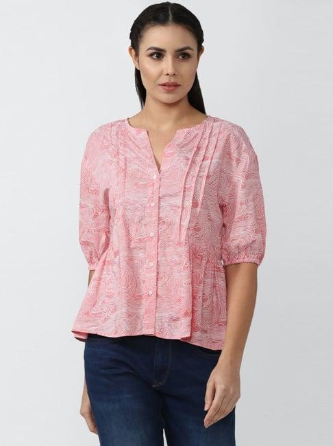 van heusen pink printed top