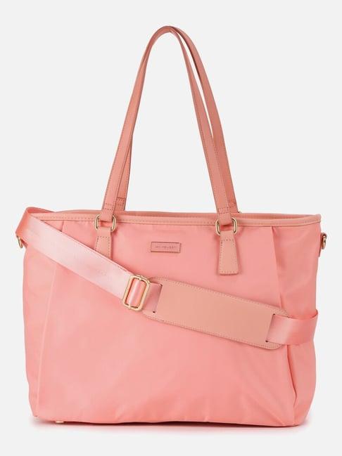 van heusen pink pu solid tote handbag