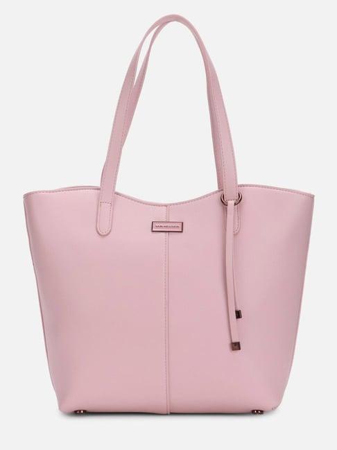 van heusen pink pu solid tote handbag