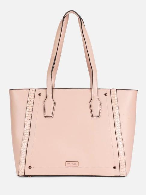 van heusen pink pu textured tote handbag