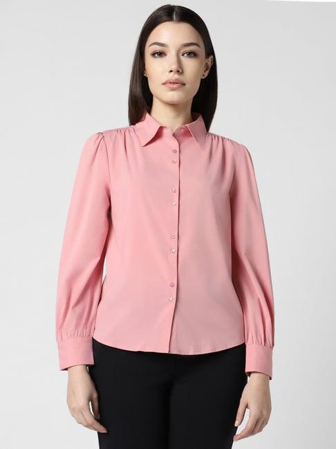 van heusen pink regular fit formal shirt