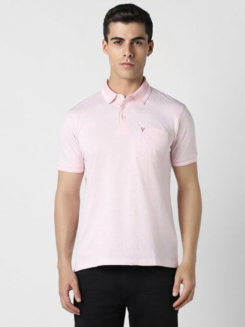 van heusen pink regular fit printed polo t-shirt