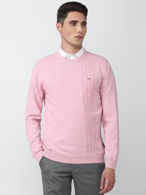 van heusen pink regular fit texture sweater