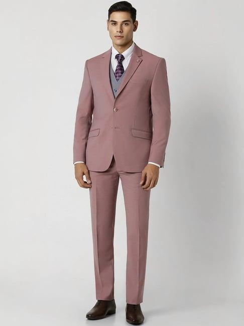 van heusen pink slim fit four piece suits