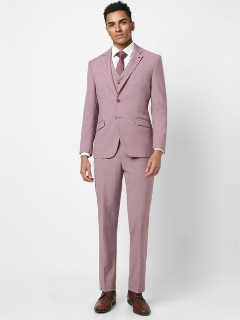 van heusen pink slim fit three piece suit