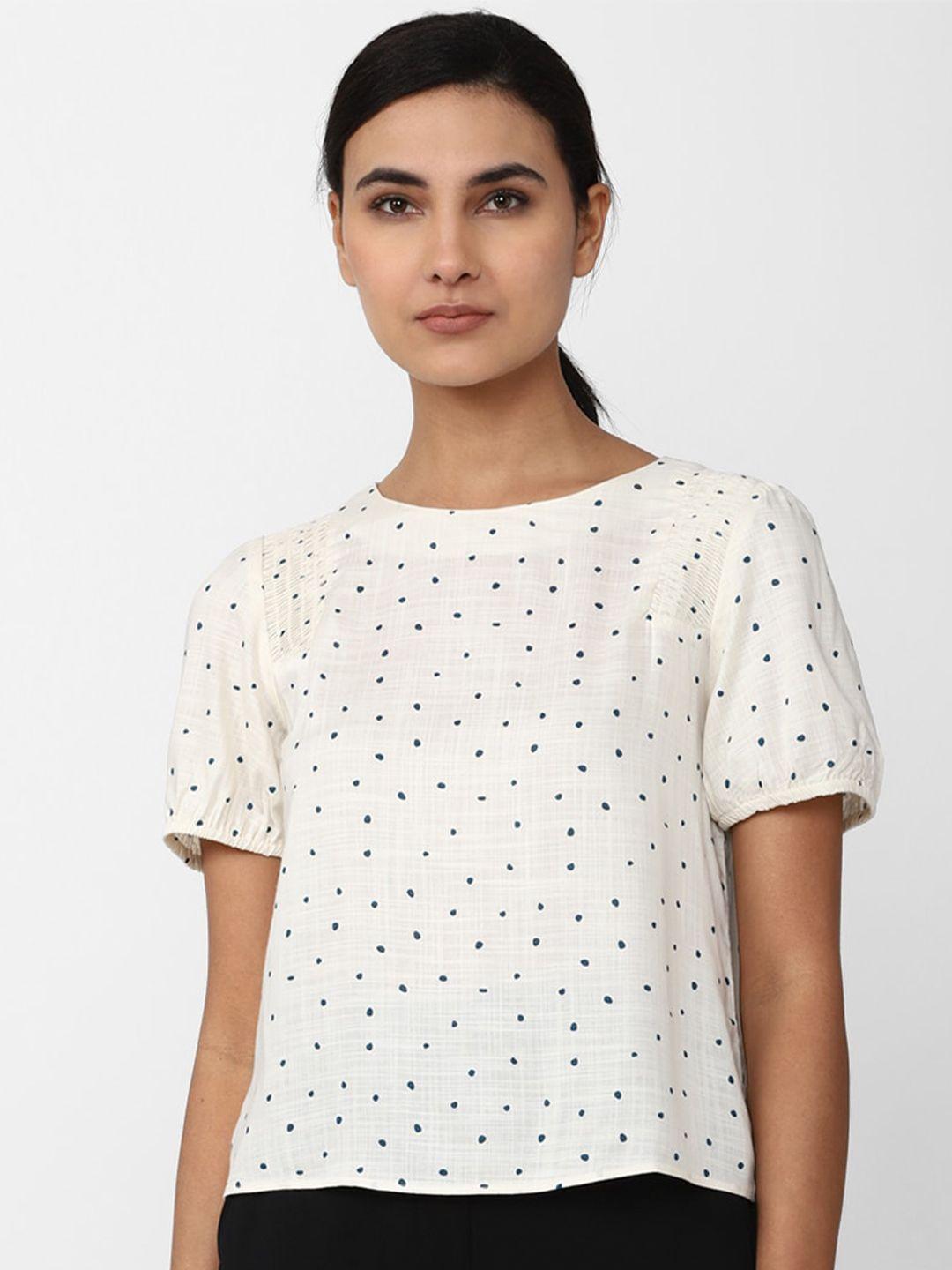 van heusen polka dots print smocking top