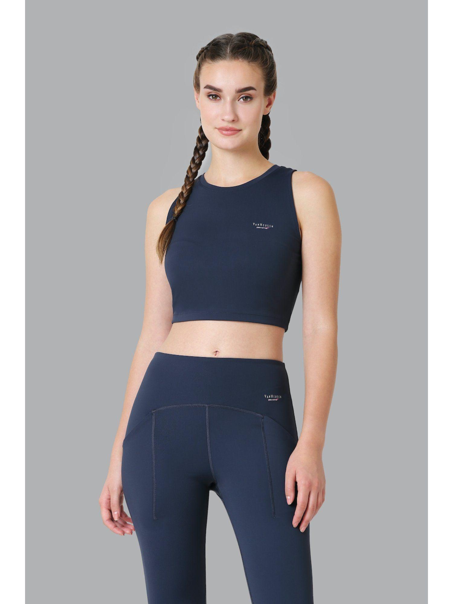 van heusen proactive elite women moderate compression & high stretch sports bra - outer space