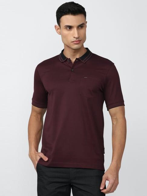 van heusen purple cotton regular fit polo t-shirt