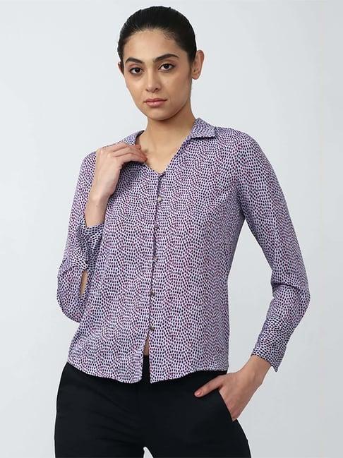 van heusen purple printed shirt