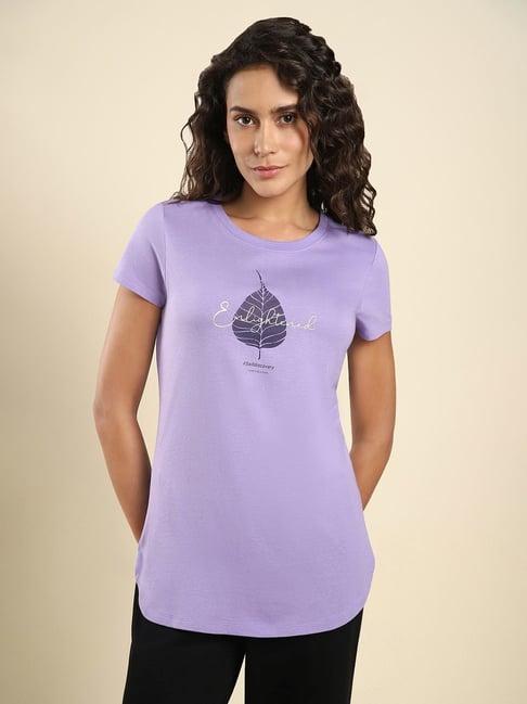 van heusen purple printed t-shirt