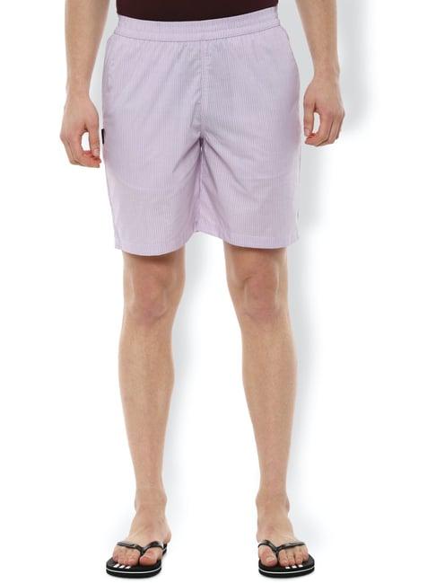 van heusen purple regular fit striped shorts