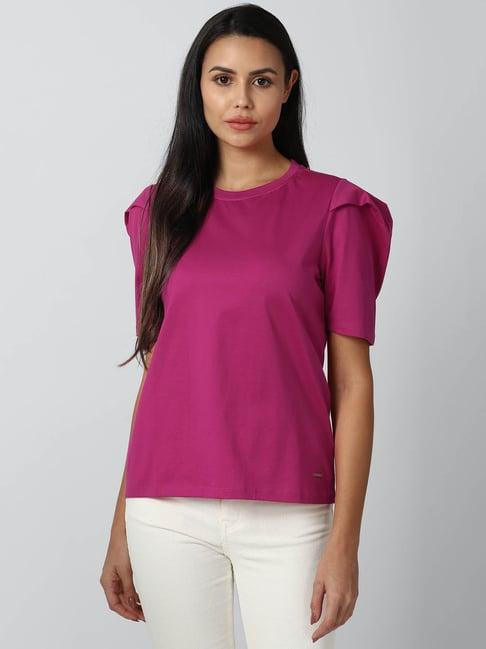 van heusen purple round neck top