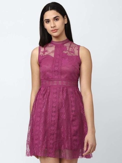 van heusen purple self pattern a-line dress