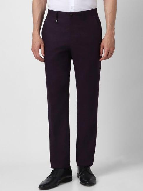 van heusen purple skinny fit trousers