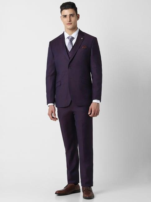 van heusen purple slim fit four piece suits