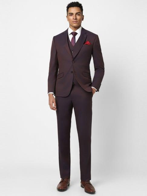 van heusen purple slim fit three piece suit