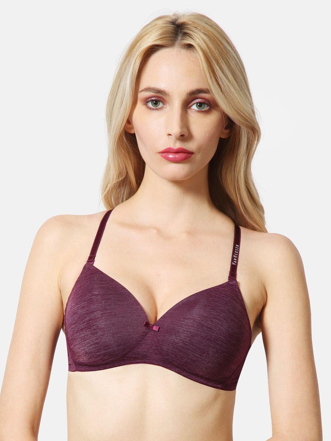 van heusen purple solid non-wired lightly padded t-shirt bra ilibralxsww3022001