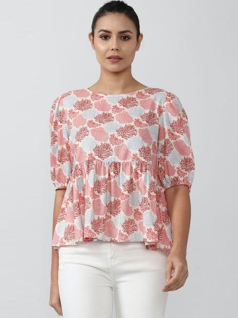 van heusen red & sky blue printed top