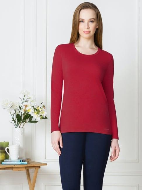 van heusen red cotton full sleeves t-shirt