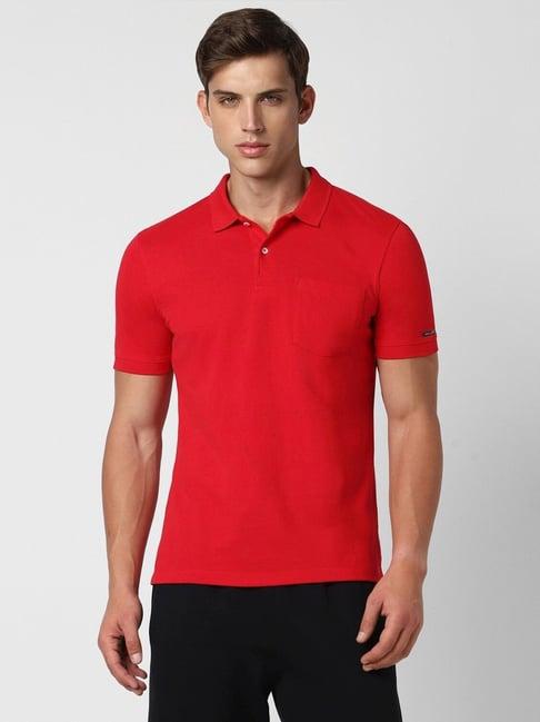 van heusen red cotton regular fit polo t-shirts