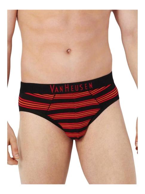 van heusen red cotton striped briefs