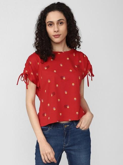 van heusen red printed top