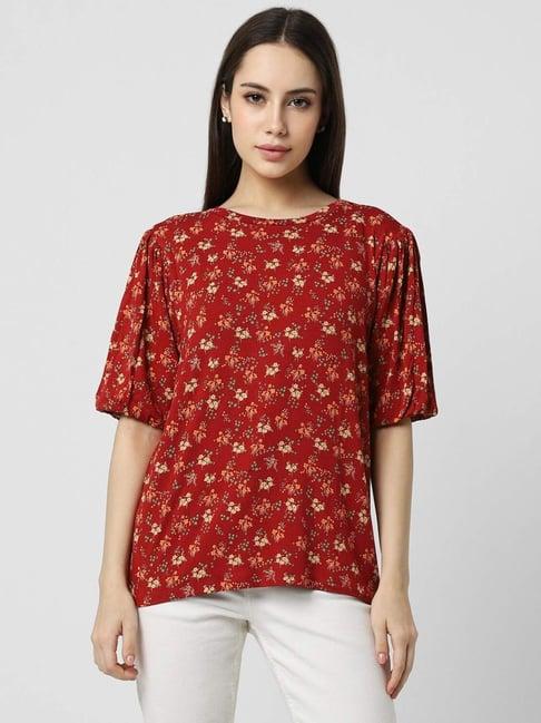 van heusen red printed top