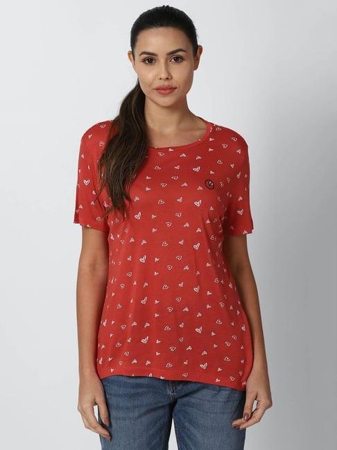 van heusen red printed top