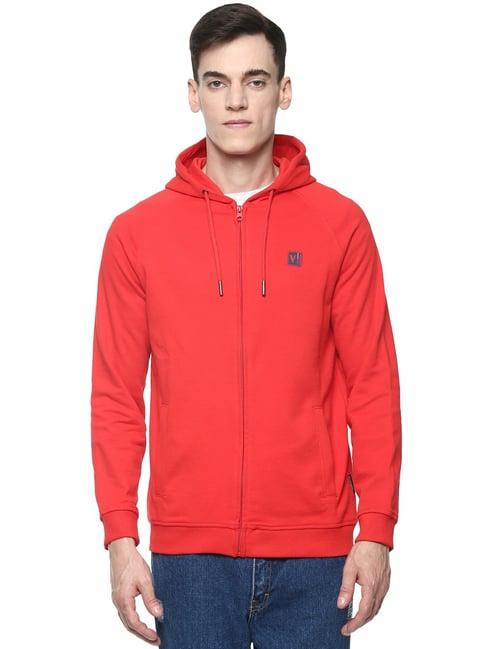 van heusen red regular fit hoodie