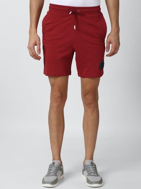 van heusen red regular fit shorts