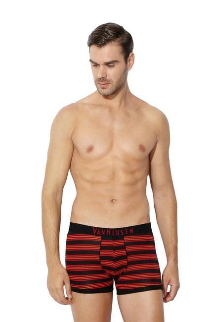 van heusen red regular fit striped trunks