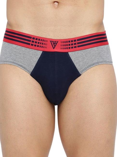 van heusen regular fit anti bacterial colour fresh solid briefs - dark navy w grey melange