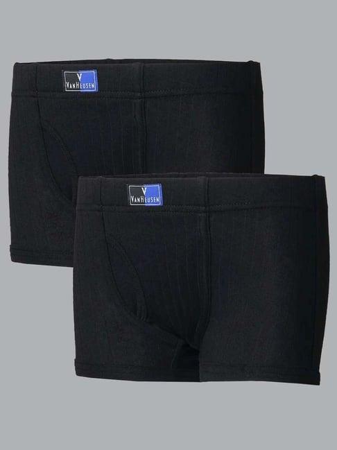 van heusen regular fit anti bacterial colour fresh trunks - pack of 2 - pure black