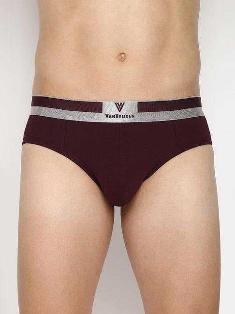 van heusen regular fit colour fresh ultra soft solid briefs - port wine