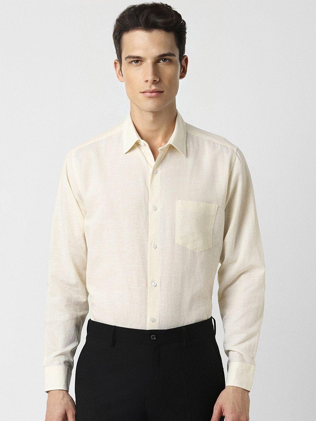 van heusen regular fit cotton linen formal shirt