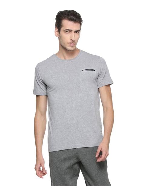 van heusen regular fit crew neck short sleeve textured t-shirt - grey