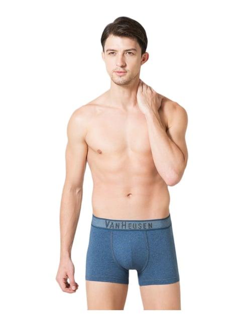 van heusen regular fit denim jacquard waistband plush back elasticized waistband trunks - navy-mid