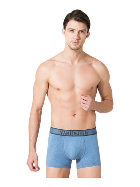 van heusen regular fit denim jacquard waistband plush back elasticized waistband trunks - navy