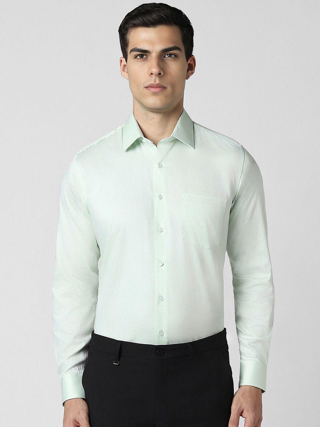 van heusen regular fit textured full sleeves cotton shirt