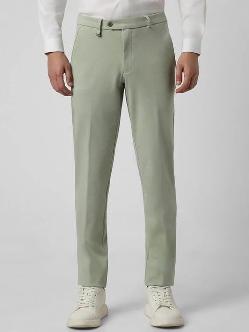 van heusen sea green slim fit trousers