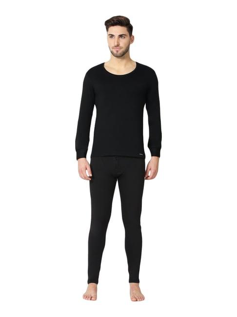 van heusen skinny fit warmtech velvet touch solid thermal bottom - black