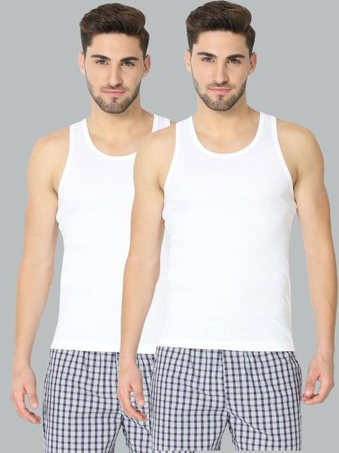 van heusen slim fit anti bacterial moisture wicking solid vest - pack of 2 - white